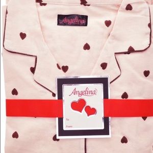 Angelia pink heart flannel pajamas